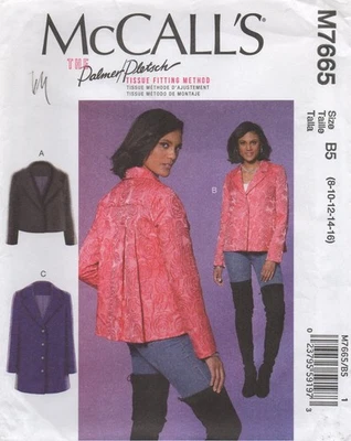 McCalls Sewing Pattern 7665 Jacket Back Pleats by Palmer Pletsch Size 8 - 16 New - Image 1 of 4