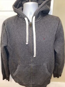 TOMMY HILFIGER Hoodie Sweatshirt Full Zip Men’s MEDIUM Gray W/Embroidered Logo - Picture 1 of 4