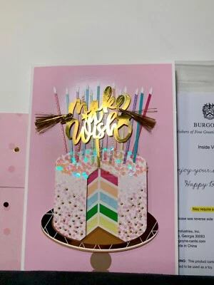 BURGOYNE Happy Birthday Card 3D Dazzling Rainbow Layer Cake Designer Card Sparkle!