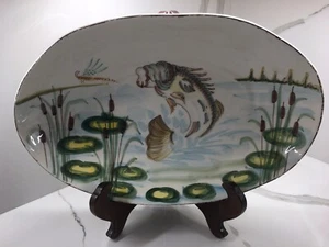 PLATO DE PESCADO DE PORCELANA OVALADA VIETRI HECHO EN ITALIA NUEVO - Imagen 1 de 8