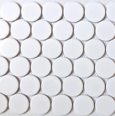 2" Round Matte White Porcelain Mosaic Wall And Floor Tile - Image 1 of 3