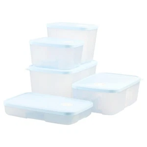 Tupperware 10 Piezas Fecha, Almacenar y Congelar Juego de Almacenamiento de Alimentos, Tapas Azules, Nuevo Sellado - Imagen 1 de 3