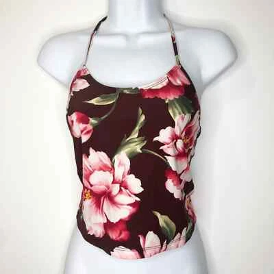 LETARTE Tankini Top Natación Halter Floral Marrón Rosa Maui Para Mujer 6 Foto 1 de 4