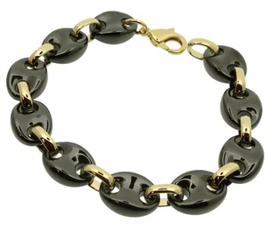 Armband mit Keramik schwarz und Edelstahl vergoldet Neu verschiedene Modelle - Picture 1 of 4