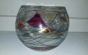 Partylite Retired Calypso Stained Glass Mosaic Candle Holder & Pillar  3-3/4" H - Picture 1 of 4