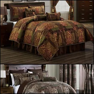 Amelia 9-Piece Rustic Jacquard Woven Floral Patchwork Comforter Bedding Set - Picture 1 of 8