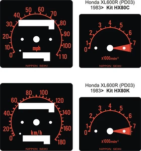 HONDA XL600R PD03 KMH OR MPH CONVERSION SPEEDO TACHO CLOCKS GAUGE FACE KIT - Picture 1 of 3