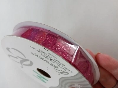 Berwick Fuchsia Sparkle Ribbon 5/8in X 25 Yards - Image 1 of 4