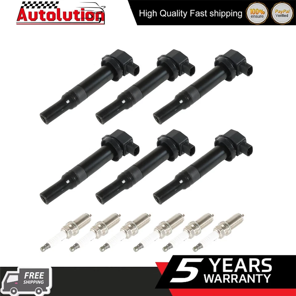 NEW 6 Ignition Coil & 6 Spark Plugs for 2006-2011 Hyundai Santa Fe 2.7L V6 UF558 - Image 1 of 4
