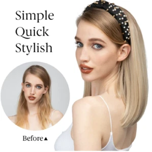 Wig Womens Short Straight Hair Headgear Headband Blonde Realistic Synthetic - Picture 1 of 5