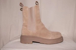 H&M High Top Chelsea Boots botas altas de terciopelo beige natural EUR 41 US 9.5 - Imagen 1 de 6