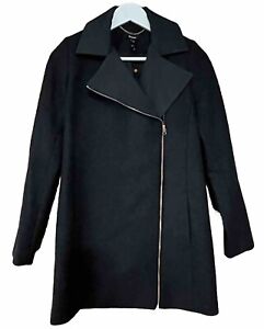 Baukjen Lexham Wool Blend Charcoal Melange Zip Coat Copper Tone Zip UK 10