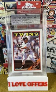 1988 O-PEE-CHEE KIRBY PUCKETT ERROR NO BLANK BACK RARE CGS 10 #120 CARD READ - Bild 1 von 4