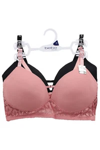 2 Pack Wireless Padded bebe Sexy Push Up t Bra 34B C DD 36B C D DD 38C D DD 2337 - Picture 1 of 3