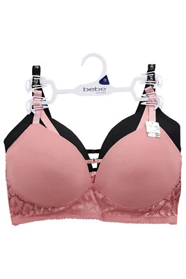 2 Pack Wireless Padded bebe Sexy Push Up t Bra 34B C DD 36B C D DD 38C D DD 2337 - Image 1 of 3