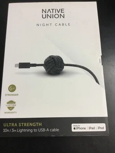 Native Union Night 10' Ft Braided weighted IPHONE to USB-A Cable iphone ipad 484 - Picture 1 of 6