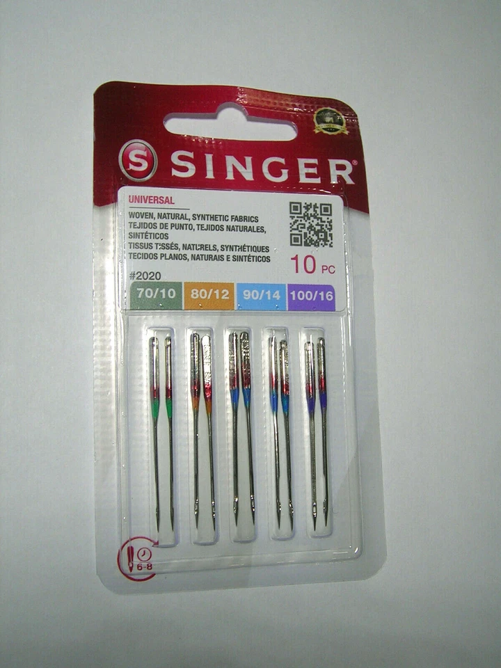 10 GENUINE SINGER SEWING MACHINE NEEDLES MIXED SIZES,  2020 130/705H 15X1 - Image 1 of 1