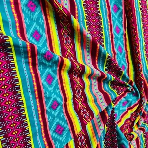 Ethnic Indian Colors Print Fabric Spandex Stretch 60" Wide by Yard for Swimwear - Picture 1 of 6
