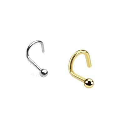 1,0mm Nasenstecker Gold Silber mit Kugel Nasenspirale Nasen Piercing Nostril - Bild 1 von 2