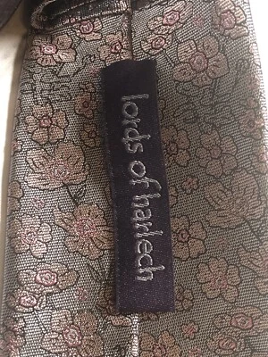 Gravata masculina Lords of Harlech cinza floral escritório trabalho igreja nova com etiquetas - Imagem 1 de 4