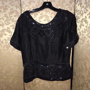 Stenay Abendtop schwarz bestickt Perlen Größe Large L - Bild 1 von 10