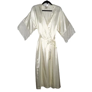 Set accappatoio sposa dinastia californiana vintage anni '90 abito camicia da notte M crema avorio - Foto 1 di 10