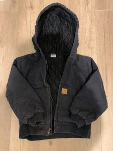 Boy's CARHARTT Active Insulated Black Canvas Hooded Jacket Small 8/10 Youth - Picture 1 of 4