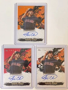 2021 Topps Inception Aaron Civale 3 On Card Auto Lot Orange /50 Red /75 Base 299 - Picture 1 of 8