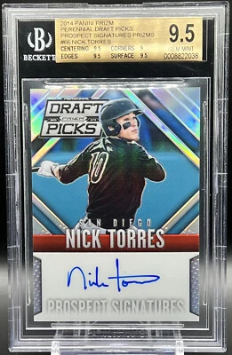 2014 Perrenial DPP Signature Prizm Nick Torres BGS 9.5 GEM MINT Padres Auto RC - Image 1 of 4