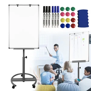 60 x 90 cm Flipchart Whiteboard Rollenfuß Stativ mit Magnettafe Höhenverstellbar - Bild 1 von 12