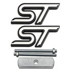 3D Metal Black & White ST Front Grille Emblem + Car Trunk Lid Sport Badge Logo