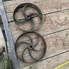 Set Of 2 Antique Cast Iron Wheel 12?X2.5? Steampunk Industrial~Read All