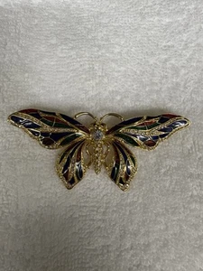Vintage Camrose & Kross JBK Jackie Kennedy Emaille & Swarovski Kristall Schmetterling - Bild 1 von 8