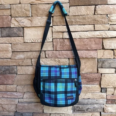 Jansport Azul Negro Cuadros Trabajo Ordenador Portátil Bolso Usado en Excelente Condición Foto 1 de 4