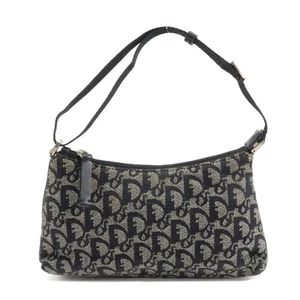 Auth Christian Dior Trotter Canvas Leather Shoulder Bag Hand Bag Black Used F/S - Picture 1 of 24