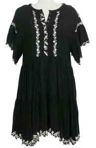 Free People Kleid Damen Medium Blumen bestickt Santiago Boho schwarz weiß  - Bild 1 von 6