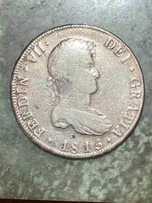 Potosi Bolivia PTS 1815 PJ 8 Reales Silver Coin: Ferdinand VII - Image 1 of 4