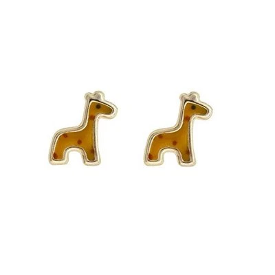 9ct yellow gold enamel safari giraffe stud earrings. Gift box - Image 1 of 2