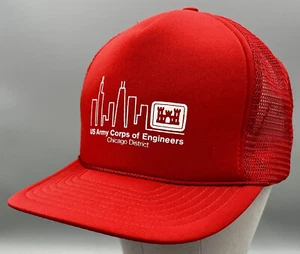 US ARMY CORPS OF ENGINEERS Chicago District Vintage Truckermütze San Sun Schaumstoffkappe - Bild 1 von 12