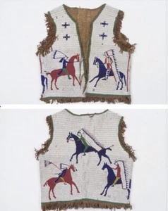Old American Sioux Style Vollperlen Wildleder Leder Versteck Powwow Weste NV115 - Bild 1 von 3