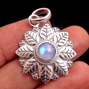 Moonstone Gemstone 925 Sterling Silver Floral Pendant  Jewelry - Picture 1 of 2