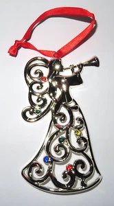 Lenox Sparkle and Scroll Multi Kristall Engel mit Horn Ornament versilbert MIB - Bild 1 von 4