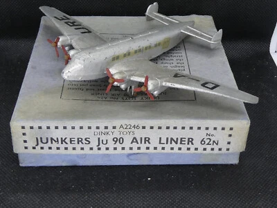 Dinky Toys 62n Junkers Ju 90 Luft Hansa Airliner D-AURE Pre-War Boxed - Image 1 of 4