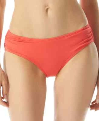 Michael Kors L121808 Womens Sangria Coral Shirred Bikini Swim Bottoms Size M - Image 1 of 4