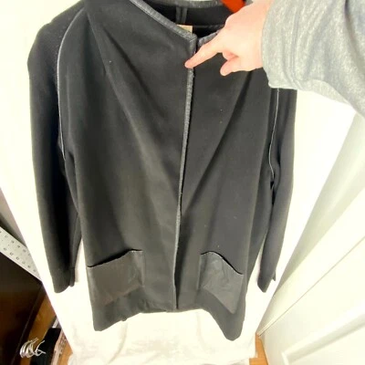 Chico's Cardigan Sweater 2 Women's Black Stretch Long Sleeve Pockets Open Front - Image 1 of 4