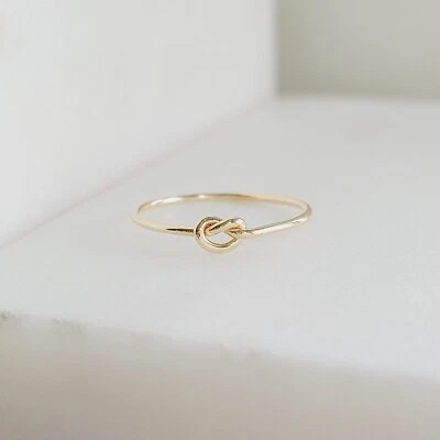 14k Solid Gold Tight Knot Ring, Solid Gold Minimalist Love Knot Rings - Image 1 of 4