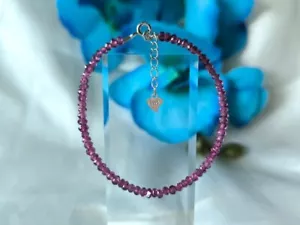 Bellissimo Bracciale Perline Pietre Preziose Rondelle Sfaccettate Ametista Viola 3-4MM 6-8" - Foto 1 di 8