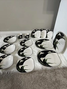 Sango Quadrille Black Lily Set Of 14 - Picture 1 of 17