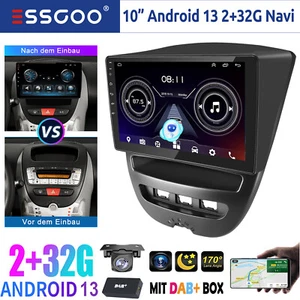 Autoradio 32G Android 13 DAB+ Kam GPS Nav Für Toyota Aygo Peugeot 107 Citroen C1 - Bild 1 von 13
