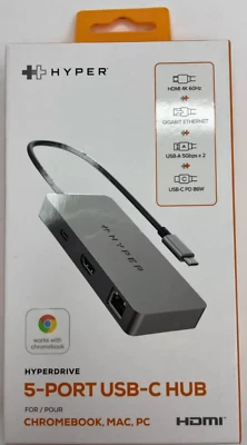 HyperDrive - 5-in-1 USB-C Hub For ChromeBook, Macbook , PC - Image 1 of 2